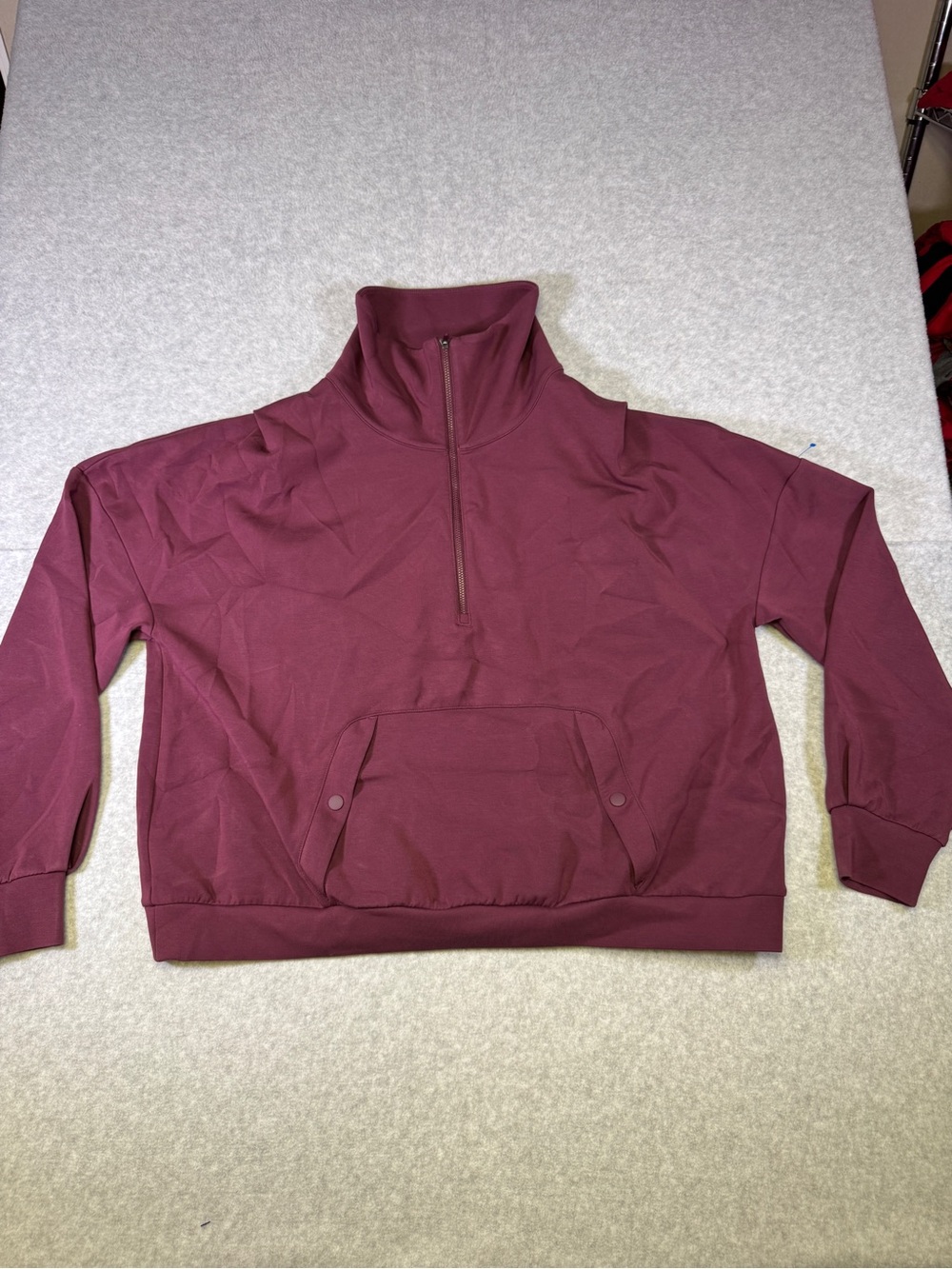 Women's Half-Zip Cowl Pullover Sweater in Burgundy
